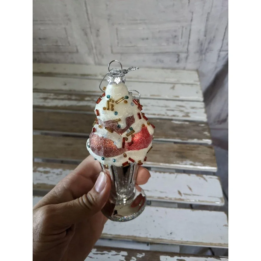 Sundae‎ ice cream ornament Xmas glass tree